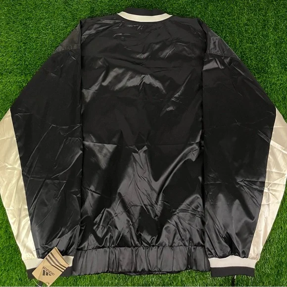 NWT New With Tags Vintage 90s Adidas Black & White Satin Bomber Jacket Mens 2XL - Picture 10 of 16